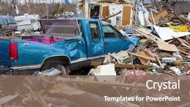  Presentation with tornado - Amazing PPT theme having disaster - tornado aftermath backdrop and a violet colored foreground