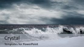  Presentation with storm - PPT theme featuring disaster - view of storm seascape background and a light gray colored foreground