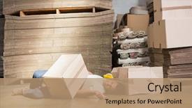  Presentation with disaster - Presentation theme having disaster - worker lying on the floor background and a coral colored foreground