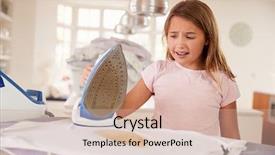  Presentation with iron - Cool new slides with disaster children - young girl accidentally burning t backdrop and a soft green colored foreground