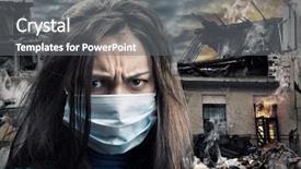  Presentation with disaster - PPT theme with disaster concept background and a gray colored foreground