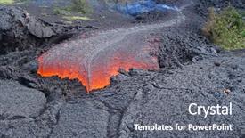  Presentation with earthquake disaster - Cool new slide deck with disaster earthquake - fresh lava flow backdrop and a gray colored foreground