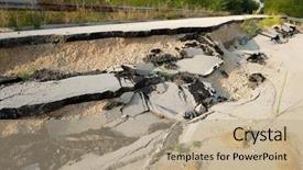  Presentation with earthquake disaster - Beautiful theme featuring disaster earthquake - landslide national road of bulgaria backdrop and a coral colored foreground