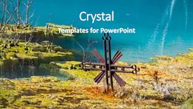  Presentation with flooded disaster - Presentation theme enhanced with disaster polluted lake with mining background and a teal colored foreground