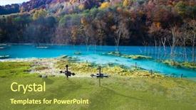  Presentation with water pollution polluted lake - Amazing PPT theme having disaster polluted lake with mining backdrop and a tawny brown colored foreground