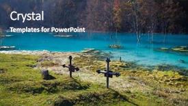  Presentation with water pollution polluted lake - Beautiful presentation theme featuring disaster polluted lake with mining backdrop and a ocean colored foreground