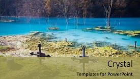  Presentation with montana - Colorful slides enhanced with disaster polluted lake with mining backdrop and a yellow colored foreground