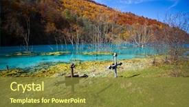  Presentation with water pollution polluted lake - Slides featuring disaster polluted lake with mining background and a tawny brown colored foreground