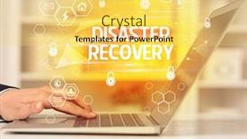  Presentation with disaster recovery - Amazing PPT layouts having disaster-recovery-inscription-on-laptop backdrop and a yellow colored foreground