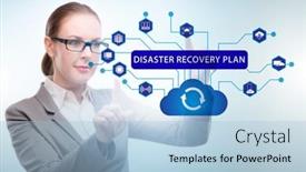 Presentation with disaster recovery - Presentation design consisting of disaster-recovery-plan-and-backup background and a light blue colored foreground