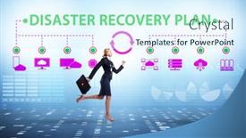  Presentation with disaster recovery - PPT theme enhanced with disaster-recovery-plan-and-backup background and a cool aqua colored foreground