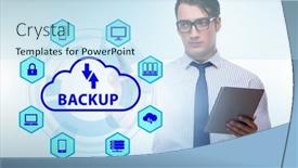  Presentation with disaster recovery - Presentation theme featuring disaster-recovery-plan-and-backup background and a sky blue colored foreground