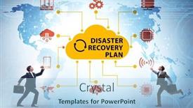  Presentation with disaster recovery - PPT theme enhanced with disaster-recovery-plan-and-backup background and a light blue colored foreground