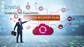  Presentation with disaster recovery - Presentation theme enhanced with disaster-recovery-plan-and-backup background and a sky blue colored foreground