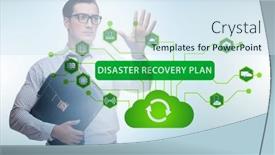  Presentation with disaster recovery - Theme featuring disaster-recovery-plan-and-backup background and a sky blue colored foreground