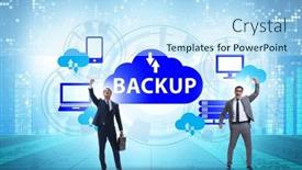  Presentation with backup - PPT theme having disaster-recovery-plan-and-backup background and a sky blue colored foreground