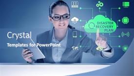  Presentation with disaster recovery - Theme featuring disaster-recovery-plan-and-backup background and a teal colored foreground