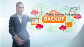  Presentation with disaster recovery - Presentation theme having disaster-recovery-plan-and-backup background and a sky blue colored foreground