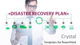  Presentation with disaster recovery - PPT theme featuring disaster-recovery-plan-and-backup background and a white colored foreground