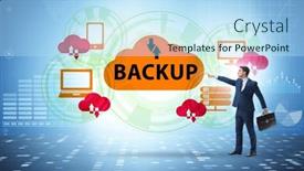  Presentation with backup - Presentation theme featuring disaster-recovery-plan-and-backup background and a light blue colored foreground