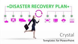 Presentation with disaster recovery - PPT theme consisting of disaster-recovery-plan-and-backup background and a white colored foreground