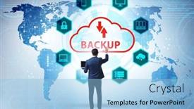  Presentation with backup - Presentation design enhanced with disaster-recovery-plan-and-backup background and a light blue colored foreground