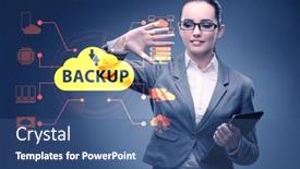  Presentation with backup - PPT theme featuring disaster-recovery-plan-and-backup background and a ocean colored foreground