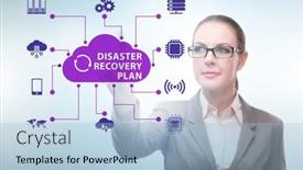  Presentation with disaster recovery - Theme having disaster-recovery-plan-and-backup background and a light blue colored foreground