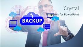  Presentation with backup - Slide deck featuring disaster-recovery-plan-and-backup background and a sky blue colored foreground