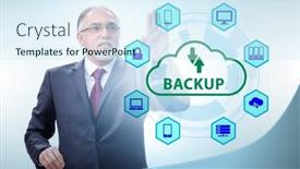  Presentation with backup - Presentation theme with disaster-recovery-plan-and-backup background and a cool aqua colored foreground