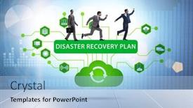  Presentation with disaster recovery - Theme consisting of disaster-recovery-plan-and-backup background and a light blue colored foreground