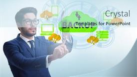  Presentation with disaster recovery - Presentation theme with disaster-recovery-plan-and-backup background and a sky blue colored foreground