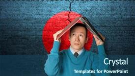  Presentation with japan flag - Cool new theme with disaster relief - cracked brick wall as japan backdrop and a ocean colored foreground