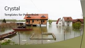  Presentation with flood - Presentation featuring disaster relief - flood damaged property background and a white colored foreground