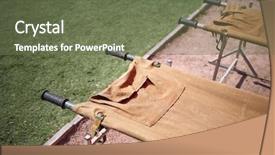  Presentation with medical - Presentation theme enhanced with disaster training - empty medical stretcher to transport background and a tawny brown colored foreground