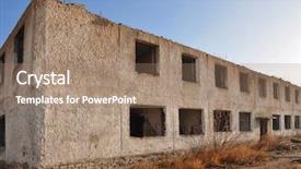  Presentation with white pigeon against the blue - Beautiful slides featuring disastre - demolished block of flats backdrop and a coral colored foreground