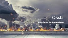  Presentation with disaster - Slide deck with disastre - disaster in city concept mixed background and a gray colored foreground