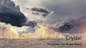  Presentation with disaster - Presentation enhanced with disastre - disaster in city concept mixed background and a coral colored foreground