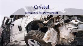  Presentation with waste vehicle safety - Theme with disastre - remains of a vehicle destroyed background and a sky blue colored foreground