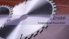  Presentation with blade - Slide deck featuring disc is a circular saw background and a light blue colored foreground