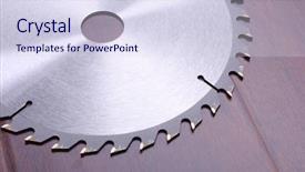  Presentation with metal - Slides featuring disc is a circular saw background and a sky blue colored foreground