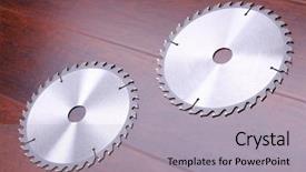 Presentation with blade - Presentation theme featuring disc is a circular saw background and a light gray colored foreground