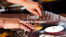  Presentation with spinning - Theme having disc jockey - cool dj spinning the decks background and a tawny brown colored foreground