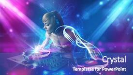  Presentation with lighting effects - Presentation theme featuring disc jockey - energetic dj girl mixing music background and a teal colored foreground