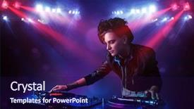  Presentation with stage - Audience pleasing theme consisting of disc jockey - teenager dj girl mixing records backdrop and a wine colored foreground