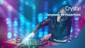  Presentation with music note blue - Slide deck featuring up pile of bottled palm background and a tawny brown colored foreground