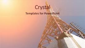  Presentation with telecom tower - Cool new presentation theme with discard of electronic tower backdrop and a coral colored foreground