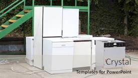  Presentation with recycling - Slides enhanced with discarded dishwashers at local recycling center background and a light gray colored foreground