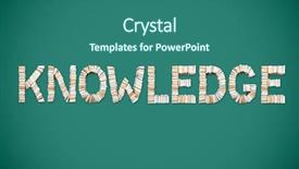  Presentation with wisdom and knowledge - PPT theme consisting of knowledge word formed from books background and a ocean colored foreground