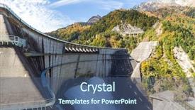  Presentation with water dam - Amazing slide deck having discharge water from kurobe dam backdrop and a ocean colored foreground